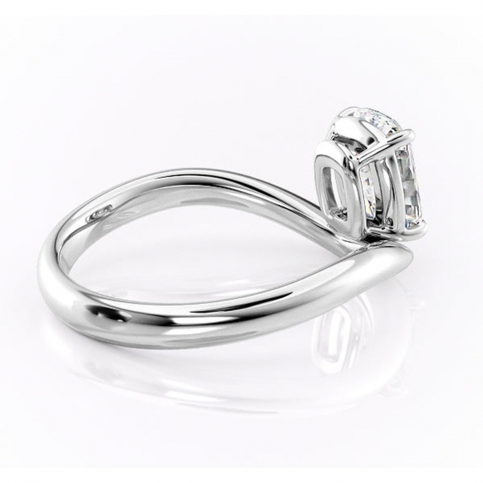 Inel de logodnă Silvara din aur Alb 14kt cu moissanite tăietură pernă – Solitar rafinată pentru profil jos | Personalizează și configurează gratuit online [3]