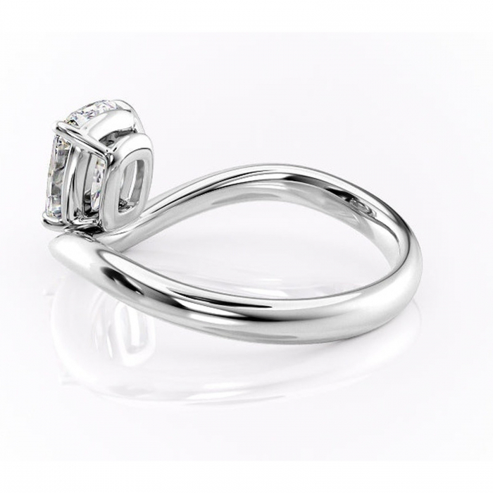 Inel de logodnă Silvara din aur Alb 14kt cu moissanite tăietură pernă – Solitar rafinată pentru profil jos | Personalizează și configurează gratuit online [5]