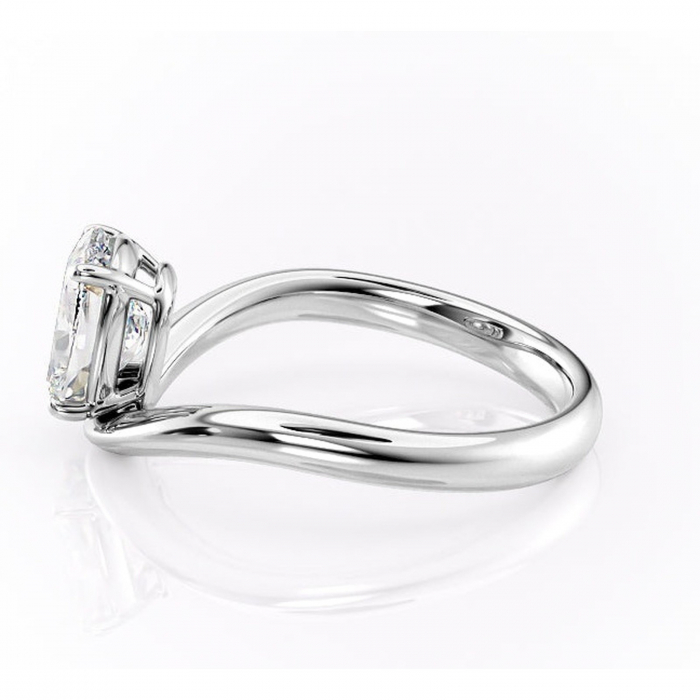 Inel de logodnă Silvara din aur Alb 14kt cu moissanite tăietură pernă – Solitar rafinată pentru profil jos | Personalizează și configurează gratuit online [6]