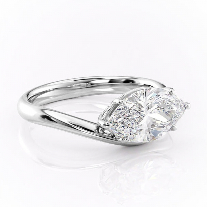 Inel de logodnă Silvara din aur Alb 14kt cu moissanite tăietură marquise – Solitar rafinată pentru profil jos | Personalizează și configurează gratuit online [1]