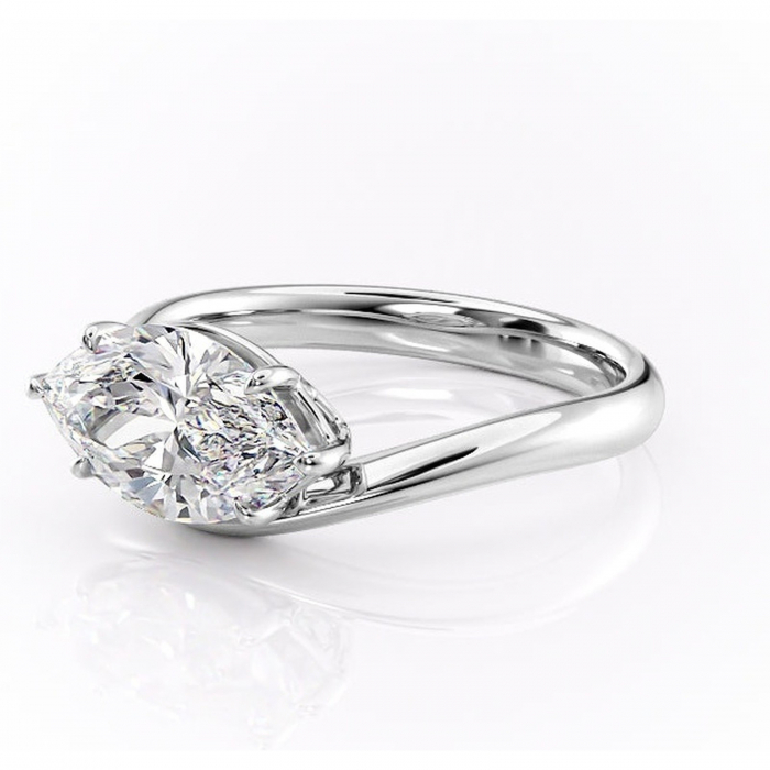Inel de logodnă Silvara din aur Alb 14kt cu moissanite tăietură marquise – Solitar rafinată pentru profil jos | Personalizează și configurează gratuit online [7]
