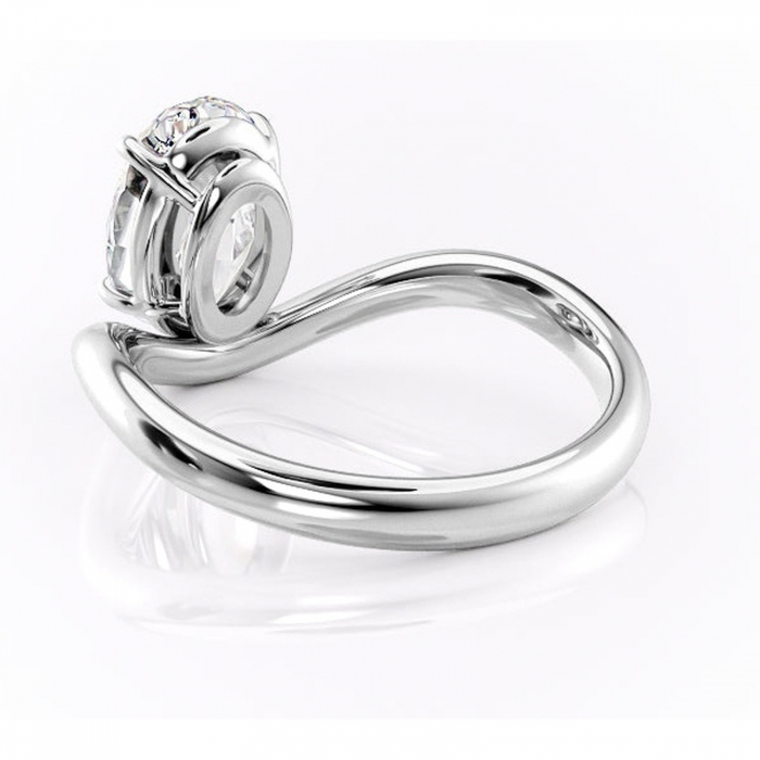 Inel de logodnă Silvara din aur Alb 14kt cu moissanite tăietură ovală – Solitar rafinată pentru profil jos | Personalizează și configurează gratuit online [4]