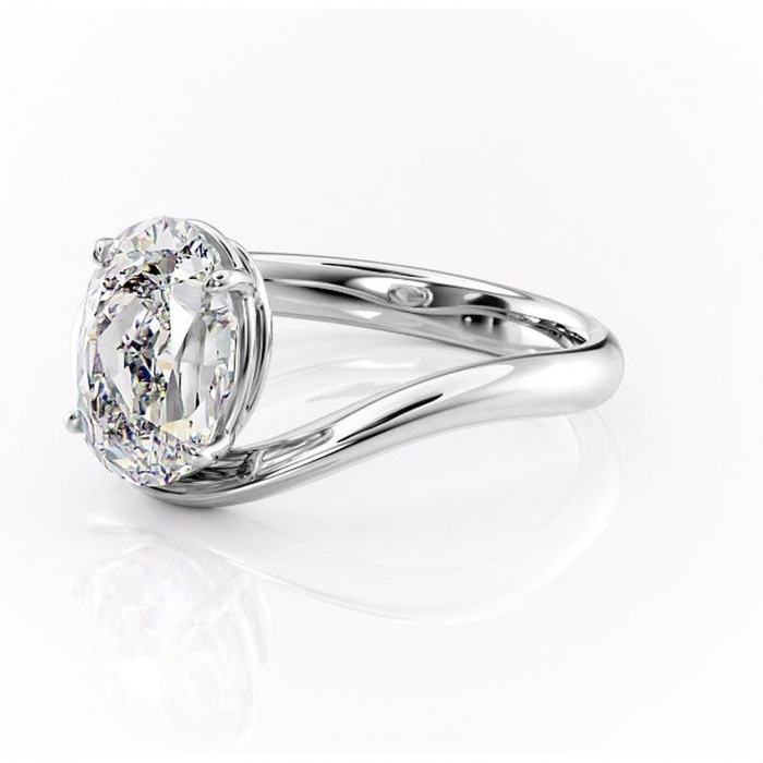 Inel de logodnă Silvara din aur Alb 14kt cu moissanite tăietură ovală – Solitar rafinată pentru profil jos | Personalizează și configurează gratuit online [7]