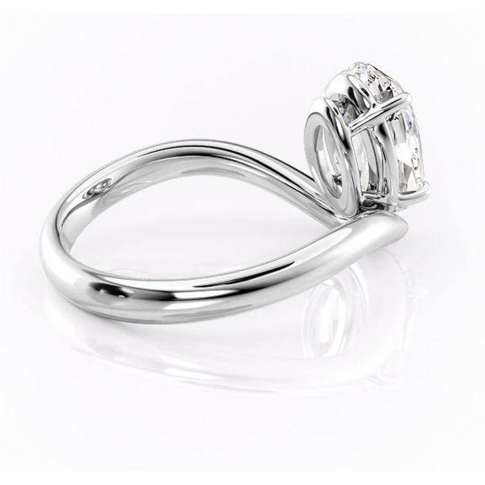 Inel de logodnă Silvara din aur Alb 14kt cu moissanite tăietură ovală – Solitar rafinată pentru profil jos | Personalizează și configurează gratuit online [3]