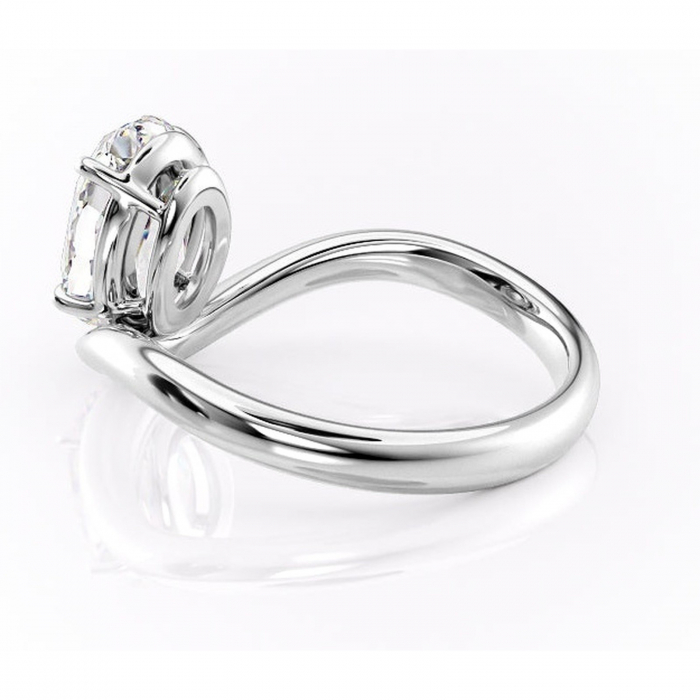 Inel de logodnă Silvara din aur Alb 14kt cu moissanite tăietură ovală – Solitar rafinată pentru profil jos | Personalizează și configurează gratuit online [5]