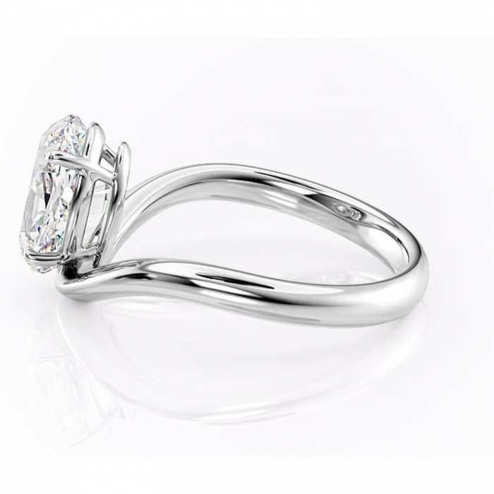 Inel de logodnă Silvara din aur Alb 14kt cu moissanite tăietură ovală – Solitar rafinată pentru profil jos | Personalizează și configurează gratuit online [6]