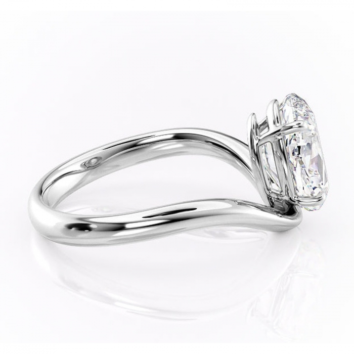 Inel de logodnă Silvara din aur Alb 14kt cu moissanite tăietură ovală – Solitar rafinată pentru profil jos | Personalizează și configurează gratuit online [2]