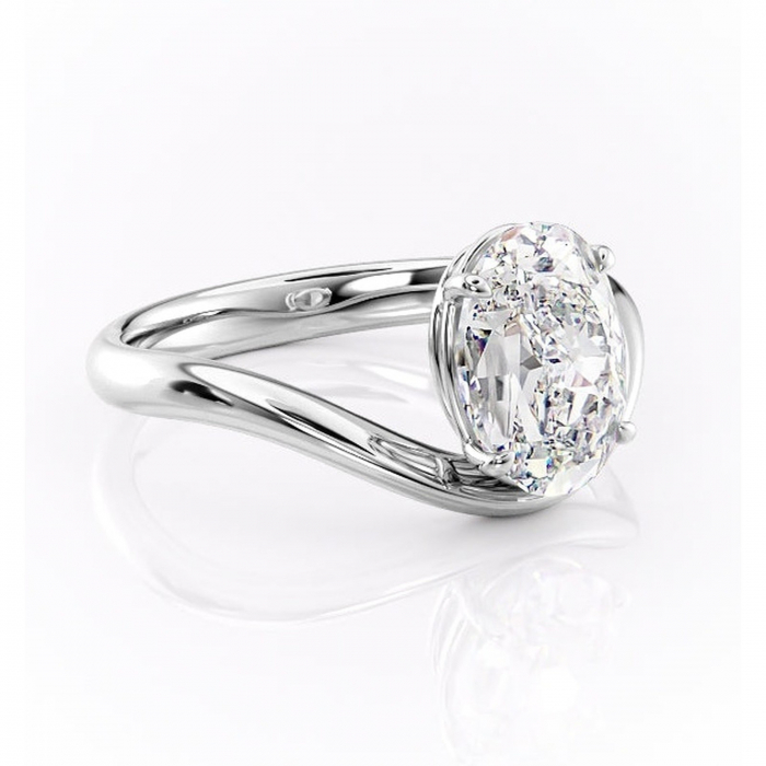 Inel de logodnă Silvara din aur Alb 14kt cu moissanite tăietură ovală – Solitar rafinată pentru profil jos | Personalizează și configurează gratuit online [1]