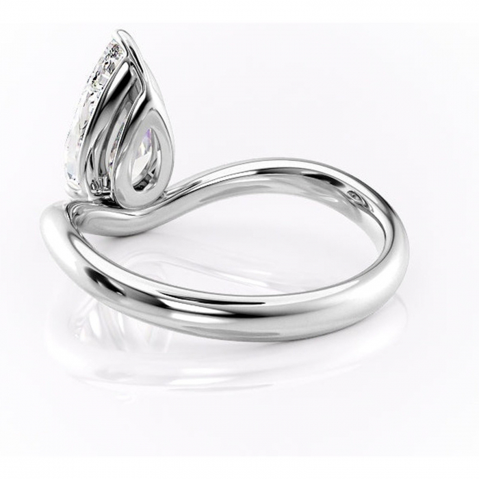 Inel de logodnă Silvara din aur Alb 14kt cu moissanite tăietură pară – Solitar rafinată pentru profil jos | Personalizează și configurează gratuit online [4]