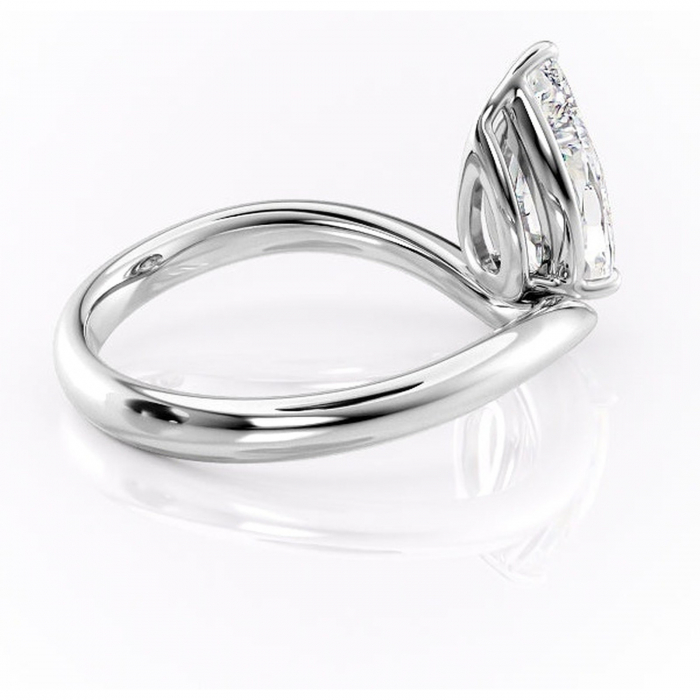 Inel de logodnă Silvara din aur Alb 14kt cu moissanite tăietură pară – Solitar rafinată pentru profil jos | Personalizează și configurează gratuit online [3]