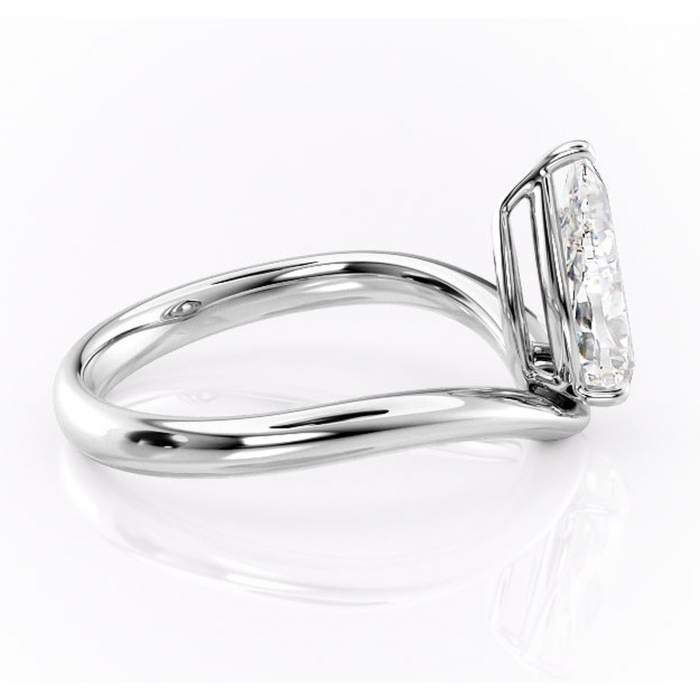 Inel de logodnă Silvara din aur Alb 14kt cu moissanite tăietură pară – Solitar rafinată pentru profil jos | Personalizează și configurează gratuit online [2]