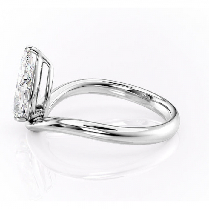 Inel de logodnă Silvara din aur Alb 14kt cu moissanite tăietură pară – Solitar rafinată pentru profil jos | Personalizează și configurează gratuit online [6]