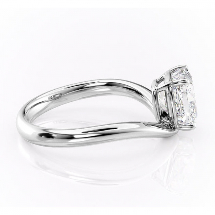 Inel de logodnă Silvara din aur Alb 14kt cu moissanite tăietură pernă – Solitar rafinată pentru profil jos | Personalizează și configurează gratuit online [2]