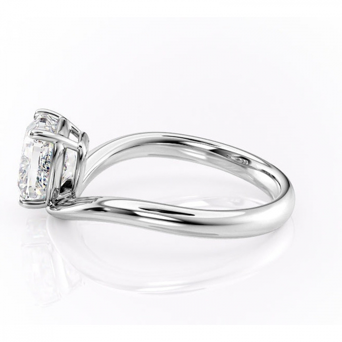 Inel de logodnă Silvara din aur Alb 14kt cu moissanite tăietură pernă – Solitar rafinată pentru profil jos | Personalizează și configurează gratuit online [6]