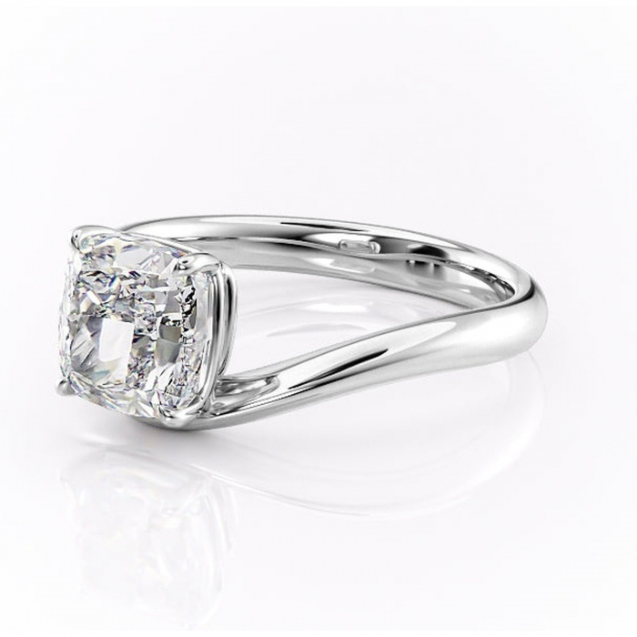 Inel de logodnă Silvara din aur Alb 14kt cu moissanite tăietură pernă – Solitar rafinată pentru profil jos | Personalizează și configurează gratuit online [7]