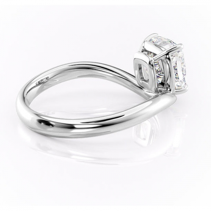 Inel de logodnă Silvara din aur Alb 14kt cu moissanite tăietură pernă – Solitar rafinată pentru profil jos | Personalizează și configurează gratuit online [3]