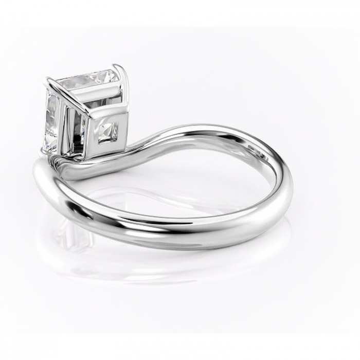 Inel de logodnă Silvara din aur Alb 14kt cu moissanite tăietură princess – Solitar rafinată pentru profil jos | Personalizează și configurează gratuit online [4]