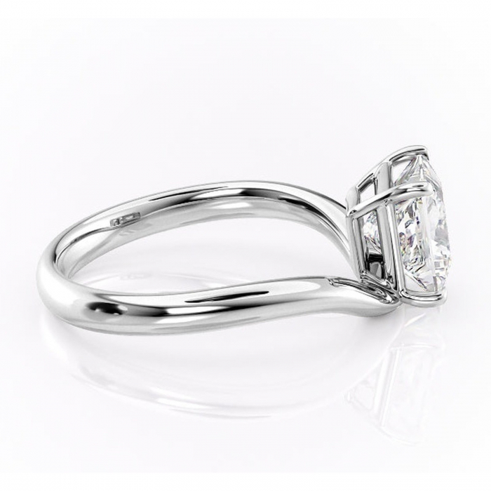 Inel de logodnă Silvara din aur Alb 14kt cu moissanite tăietură princess – Solitar rafinată pentru profil jos | Personalizează și configurează gratuit online [2]