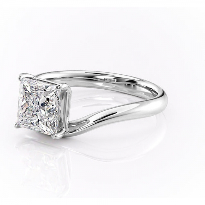 Inel de logodnă Silvara din aur Alb 14kt cu moissanite tăietură princess – Solitar rafinată pentru profil jos | Personalizează și configurează gratuit online [7]