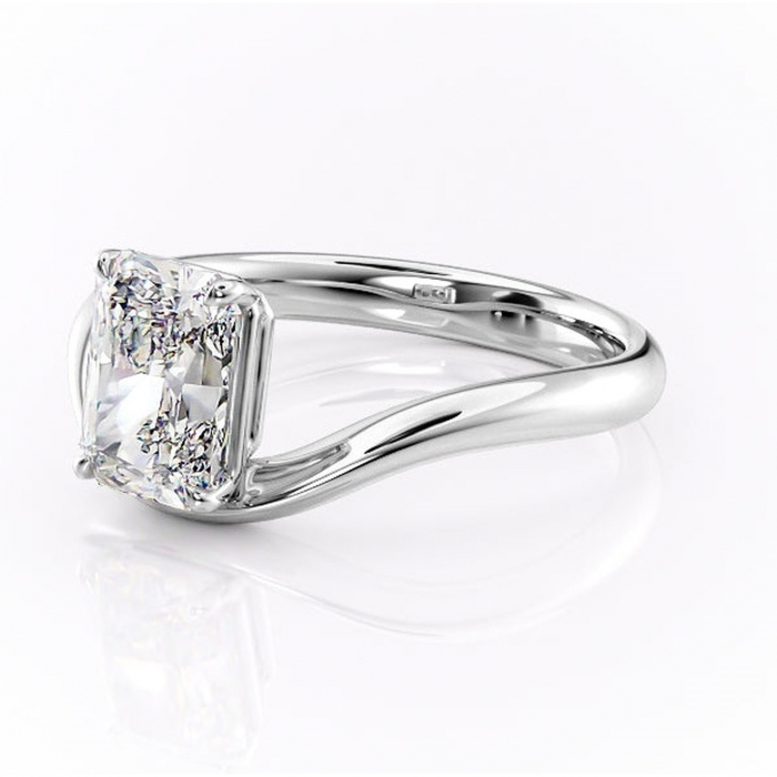 Inel de logodnă Silvara din aur Alb 14kt cu moissanite tăietură radiantă – Solitar rafinată pentru profil jos | Personalizează și configurează gratuit online [7]