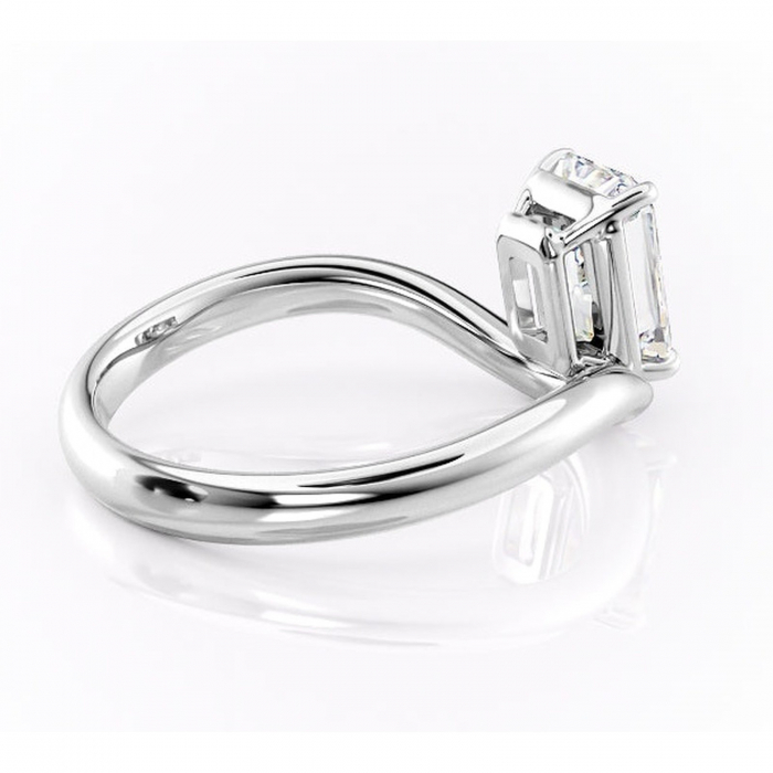 Inel de logodnă Silvara din aur Alb 14kt cu moissanite tăietură radiantă – Solitar rafinată pentru profil jos | Personalizează și configurează gratuit online [3]