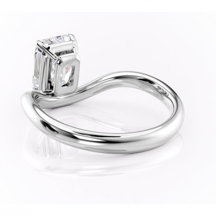 Inel de logodnă Silvara din aur Alb 14kt cu moissanite tăietură radiantă – Solitar rafinată pentru profil jos | Personalizează și configurează gratuit online [4]