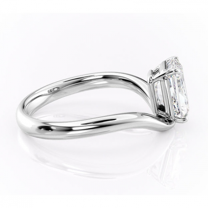 Inel de logodnă Silvara din aur Alb 14kt cu moissanite tăietură radiantă – Solitar rafinată pentru profil jos | Personalizează și configurează gratuit online [2]