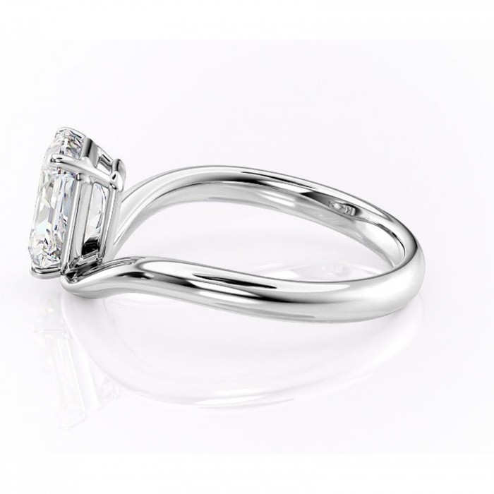Inel de logodnă Silvara din aur Alb 14kt cu moissanite tăietură radiantă – Solitar rafinată pentru profil jos | Personalizează și configurează gratuit online [6]