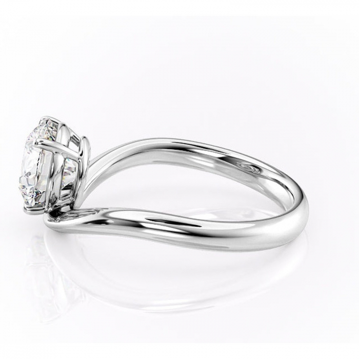 Inel de logodnă Silvara din aur Alb 18kt cu moissanite tăietură rotundă – Solitar rafinată pentru profil jos | Personalizează și configurează gratuit online [6]