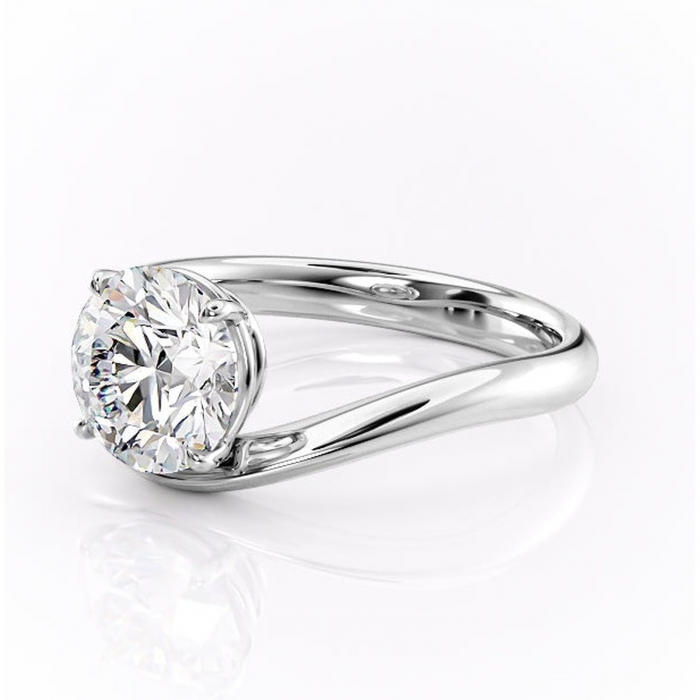 Inel de logodnă Silvara din aur Alb 18kt cu moissanite tăietură rotundă – Solitar rafinată pentru profil jos | Personalizează și configurează gratuit online [7]