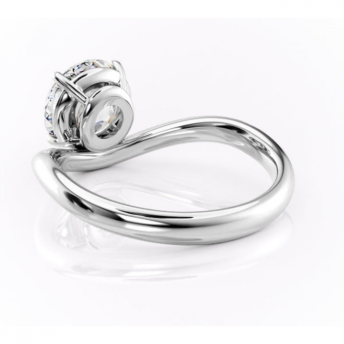 Inel de logodnă Silvara din aur Alb 18kt cu moissanite tăietură rotundă – Solitar rafinată pentru profil jos | Personalizează și configurează gratuit online [4]