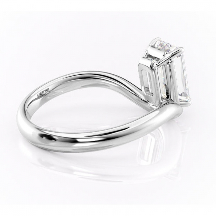 Inel de logodnă Silvara din aur Alb 14kt cu moissanite tăietură smarald – Solitar rafinată pentru profil jos | Personalizează și configurează gratuit online [3]
