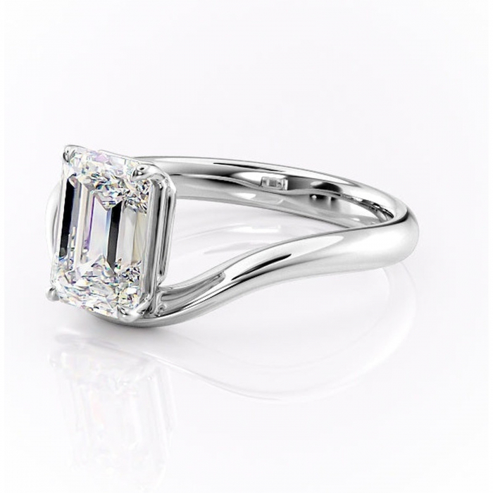 Inel de logodnă Silvara din aur Alb 18kt cu moissanite tăietură smarald – Solitar rafinată pentru profil jos | Personalizează și configurează gratuit online [7]