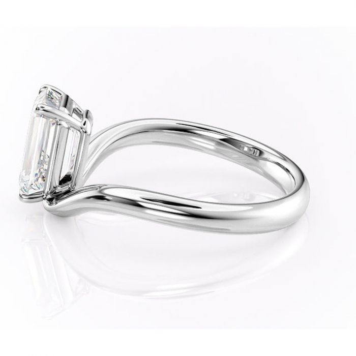 Inel de logodnă Silvara din aur Alb 14kt cu moissanite tăietură smarald – Solitar rafinată pentru profil jos | Personalizează și configurează gratuit online [6]