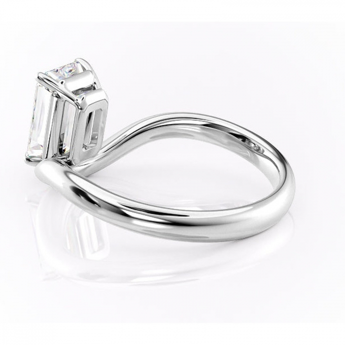 Inel de logodnă Silvara din aur Alb 14kt cu moissanite tăietură smarald – Solitar rafinată pentru profil jos | Personalizează și configurează gratuit online [5]