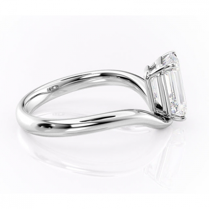 Inel de logodnă Silvara din aur Alb 14kt cu moissanite tăietură smarald – Solitar rafinată pentru profil jos | Personalizează și configurează gratuit online [2]