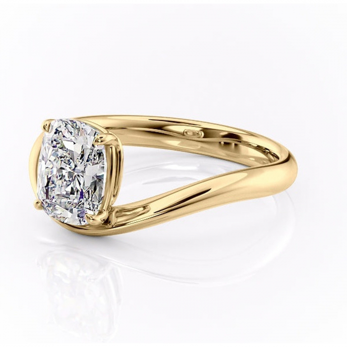 Inel de logodnă Silvara din aur Galben 14kt cu moissanite tăietură pernă – Solitar rafinată pentru profil jos | Personalizează și configurează gratuit online [7]