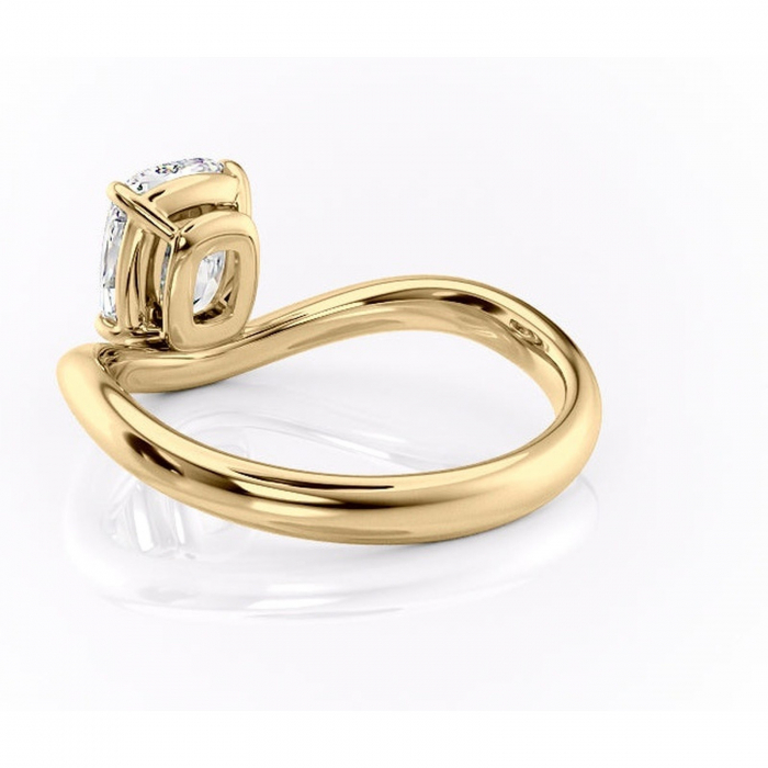 Inel de logodnă Silvara din aur Galben 14kt cu moissanite tăietură pernă – Solitar rafinată pentru profil jos | Personalizează și configurează gratuit online [4]