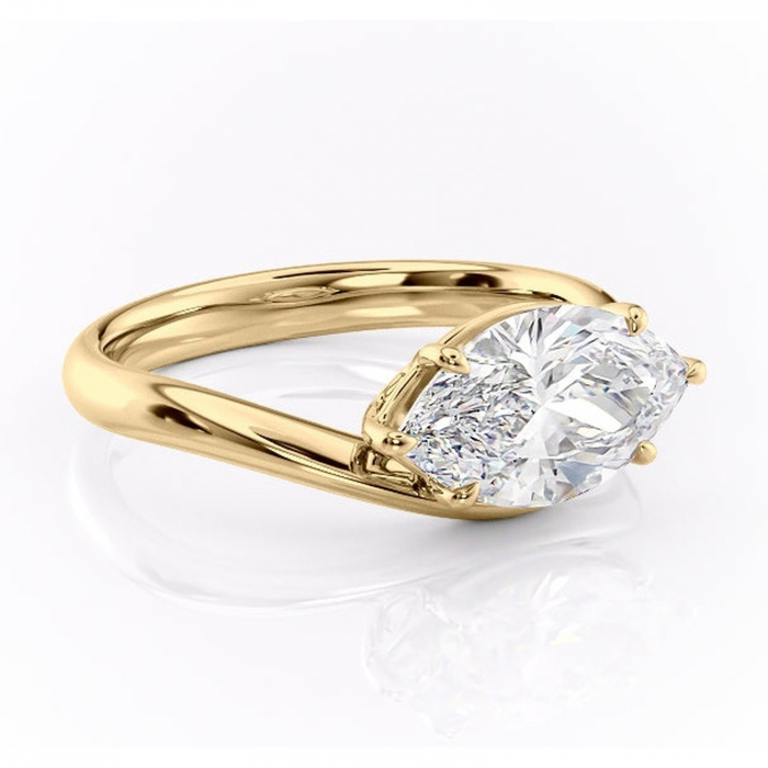 Inel de logodnă Silvara din aur Galben 14kt cu moissanite tăietură marquise – Solitar rafinată pentru profil jos | Personalizează și configurează gratuit online [1]