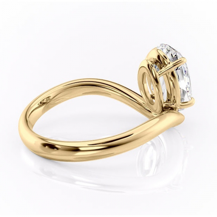 Inel de logodnă Silvara din aur Galben 18kt cu moissanite tăietură ovală – Solitar rafinată pentru profil jos | Personalizează și configurează gratuit online [3]