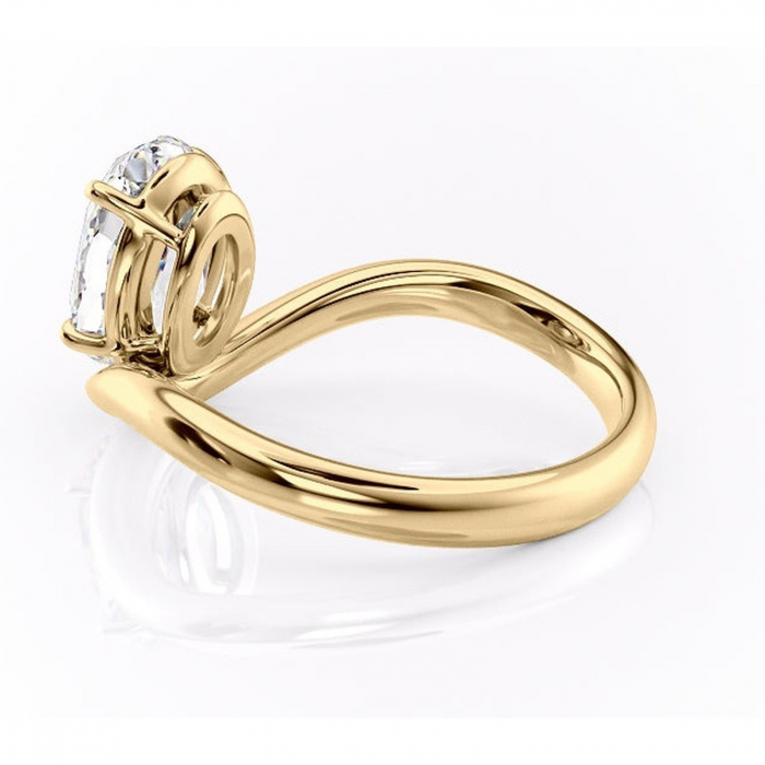 Inel de logodnă Silvara din aur Galben 18kt cu moissanite tăietură ovală – Solitar rafinată pentru profil jos | Personalizează și configurează gratuit online [5]