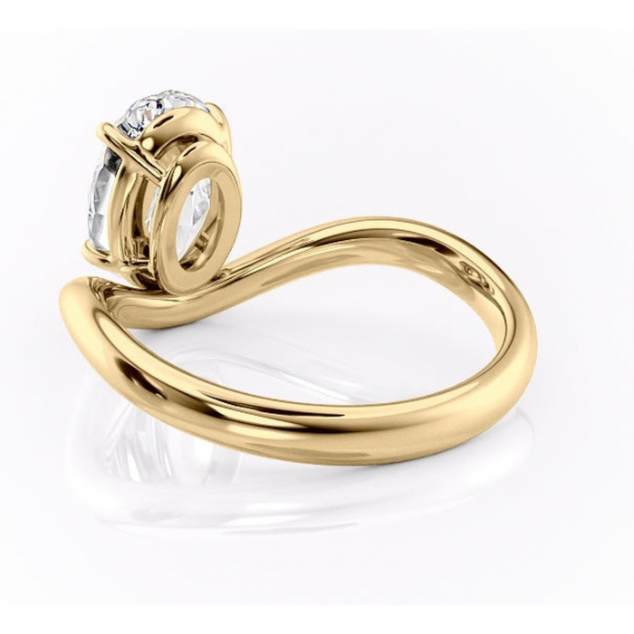 Inel de logodnă Silvara din aur Galben 18kt cu moissanite tăietură ovală – Solitar rafinată pentru profil jos | Personalizează și configurează gratuit online [4]