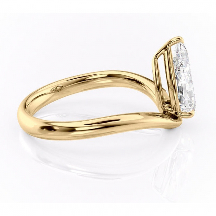 Inel de logodnă Silvara din aur Galben 14kt cu moissanite tăietură pară – Solitar rafinată pentru profil jos | Personalizează și configurează gratuit online [2]