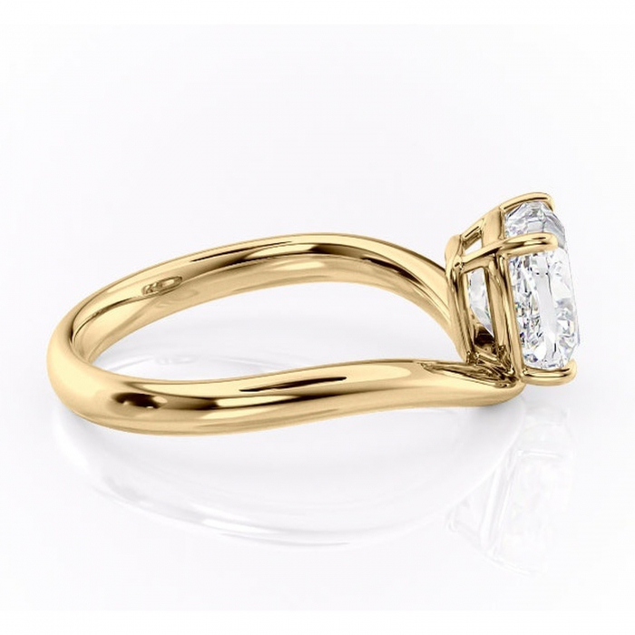 Inel de logodnă Silvara din aur Galben 14kt cu moissanite tăietură pernă – Solitar rafinată pentru profil jos | Personalizează și configurează gratuit online [2]