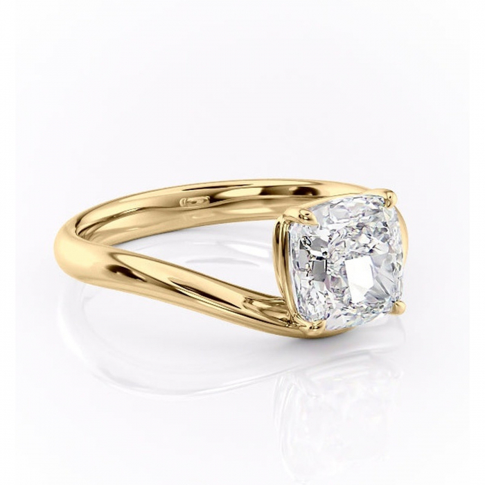 Inel de logodnă Silvara din aur Galben 14kt cu moissanite tăietură pernă – Solitar rafinată pentru profil jos | Personalizează și configurează gratuit online [1]
