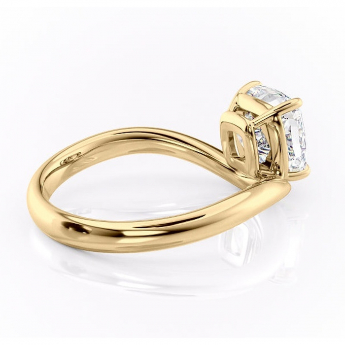 Inel de logodnă Silvara din aur Galben 14kt cu moissanite tăietură pernă – Solitar rafinată pentru profil jos | Personalizează și configurează gratuit online [3]