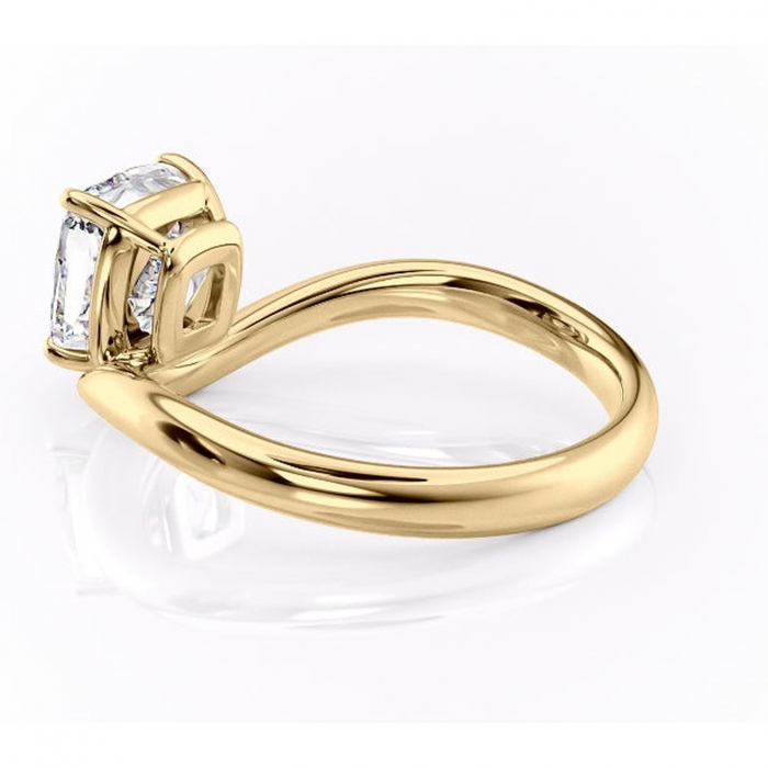 Inel de logodnă Silvara din aur Galben 14kt cu moissanite tăietură pernă – Solitar rafinată pentru profil jos | Personalizează și configurează gratuit online [5]