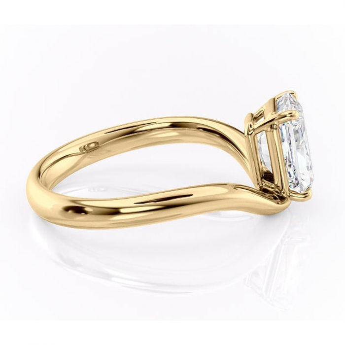 Inel de logodnă Silvara din aur Galben 14kt cu moissanite tăietură radiantă – Solitar rafinată pentru profil jos | Personalizează și configurează gratuit online [2]