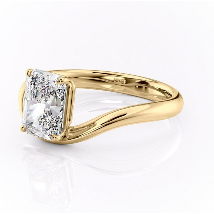 Inel de logodnă Silvara din aur Galben 14kt cu moissanite tăietură radiantă – Solitar rafinată pentru profil jos | Personalizează și configurează gratuit online [7]