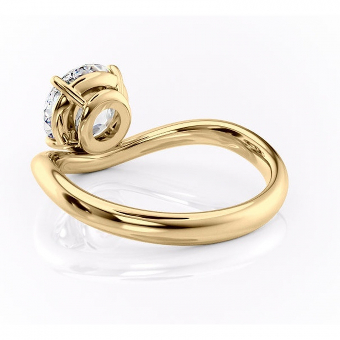 Inel de logodnă Silvara din aur Galben 14kt cu moissanite tăietură rotundă – Solitar rafinată pentru profil jos | Personalizează și configurează gratuit online [4]